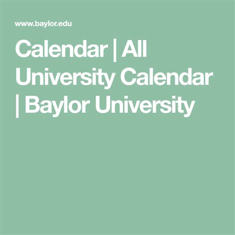 Baylor Law Academic Calendar